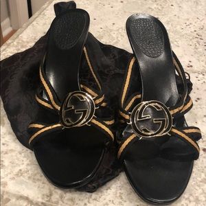 Gucci open back logo sandal